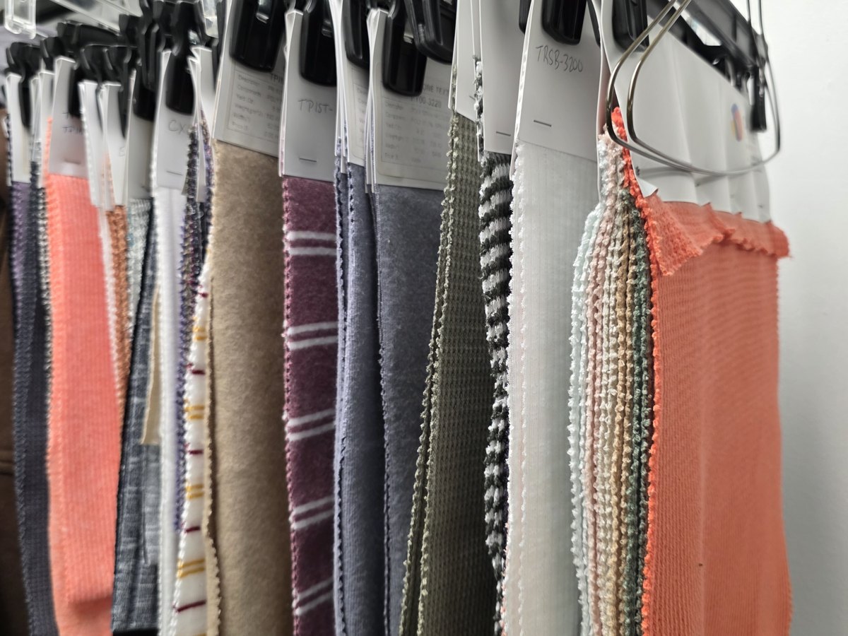 Knit fabric swatch selections with spec cards