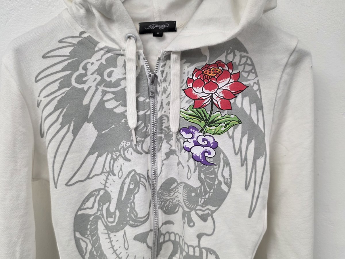 All-over screen-printed zip hoodie