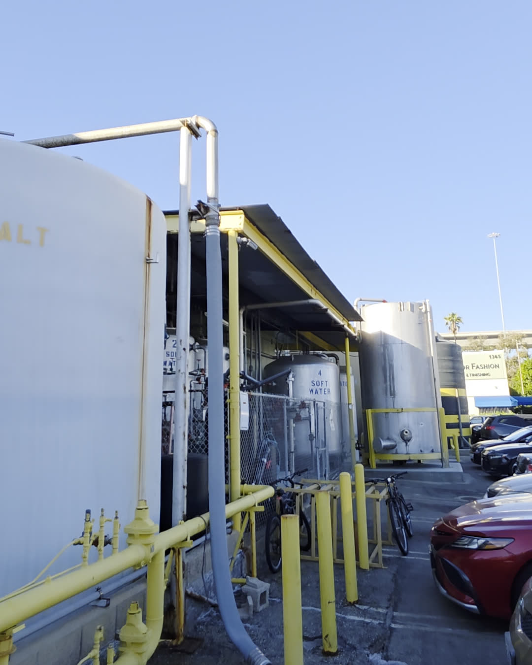 Soft-water treatment tanks supplying the dyehouse
